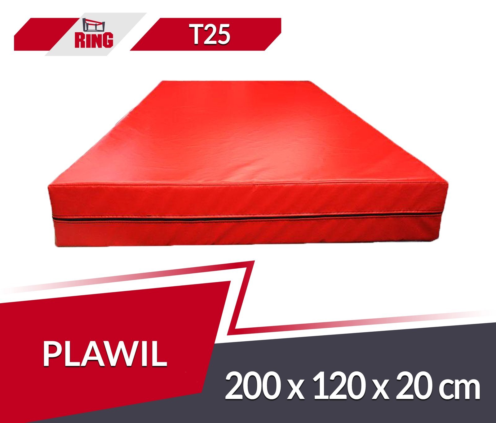 Gymnastická žinenka rehabilitačná mäkká (T25) 200x120x20 RM25 Ring Sport červená